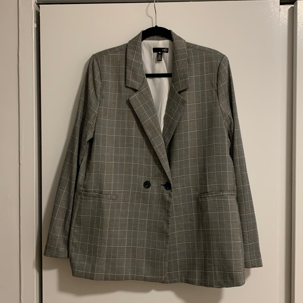 AQUA Plaid Blazer
